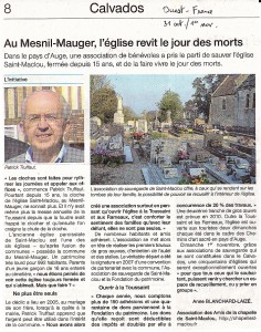 Article Ouest France du 01/11/2009